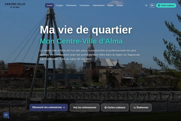 Page d’accueil du site de Centre-Ville d’Alma